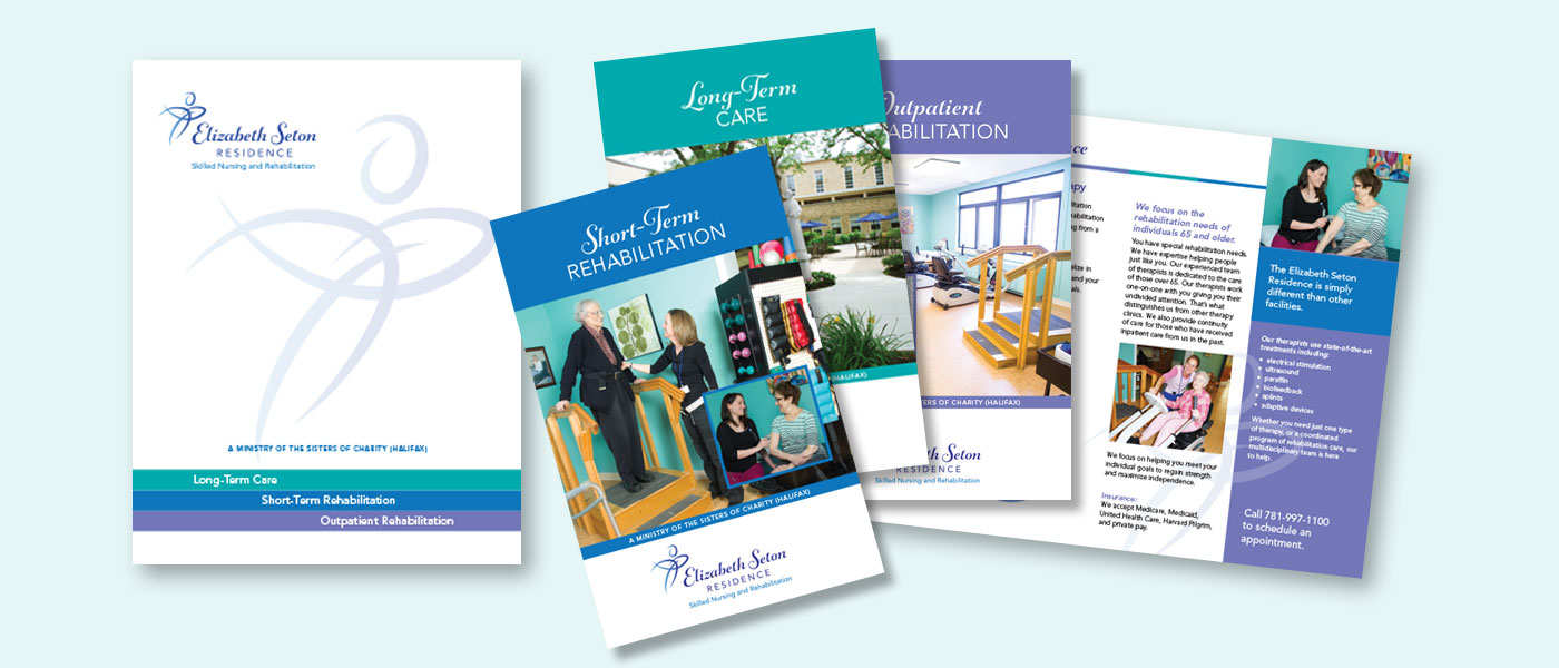 Elizabeth Seton Residence Folder and 3 Service Brochures